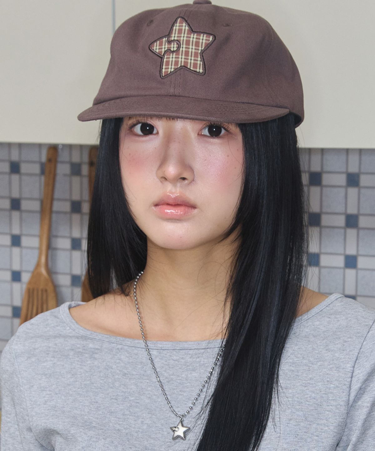 키이비(KIIBI) star symbol patch cap brown