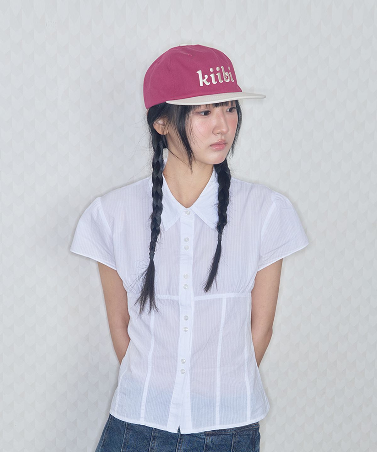 키이비(KIIBI) logo two tone cap red & ivory