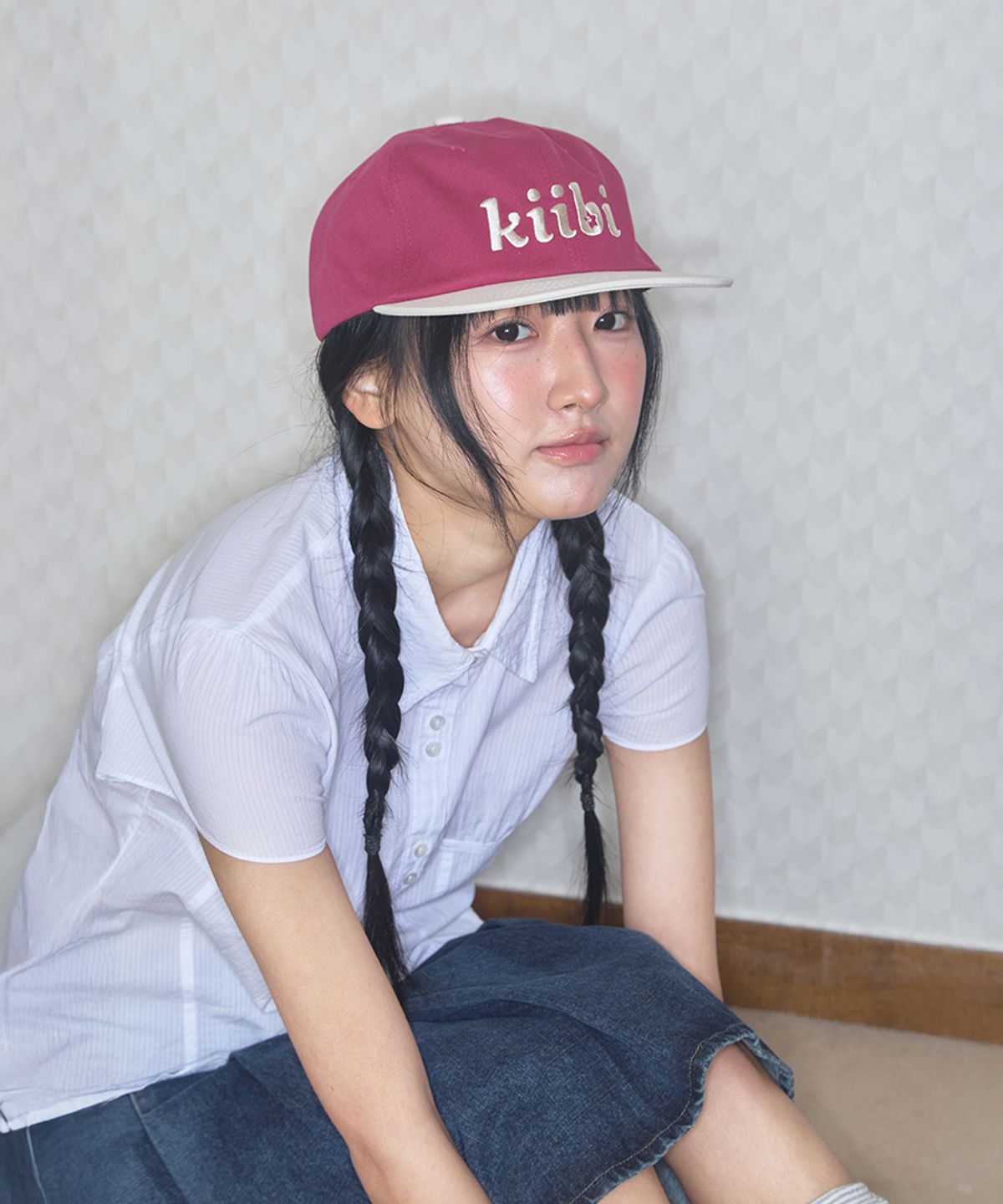 키이비(KIIBI) logo two tone cap red & ivory