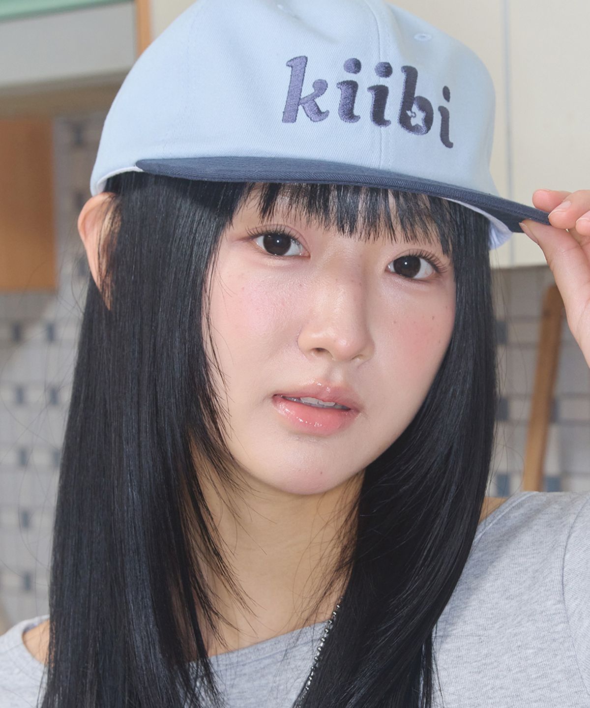 키이비(KIIBI) logo two tone cap sky blue & navy
