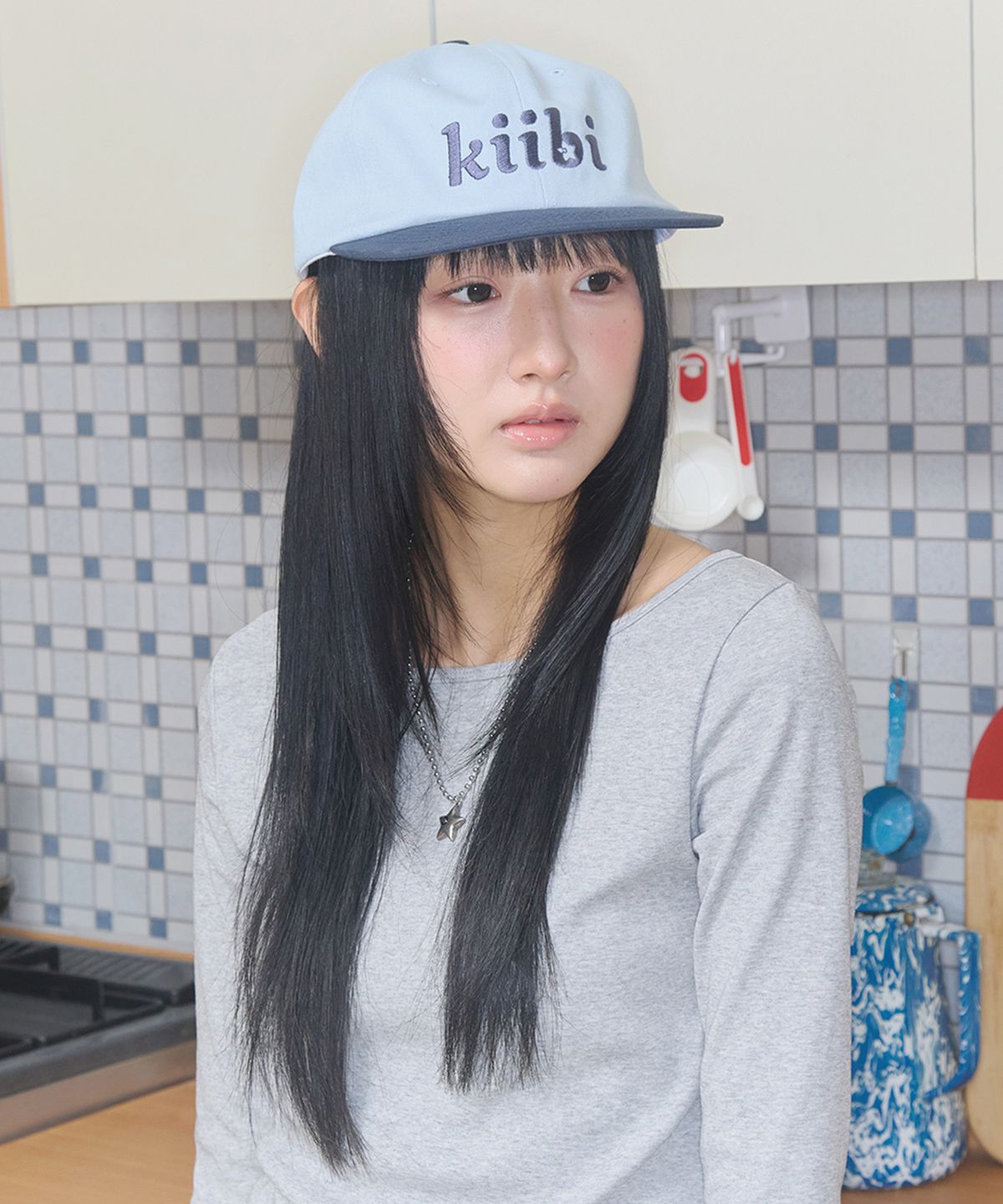 키이비(KIIBI) logo two tone cap sky blue & navy