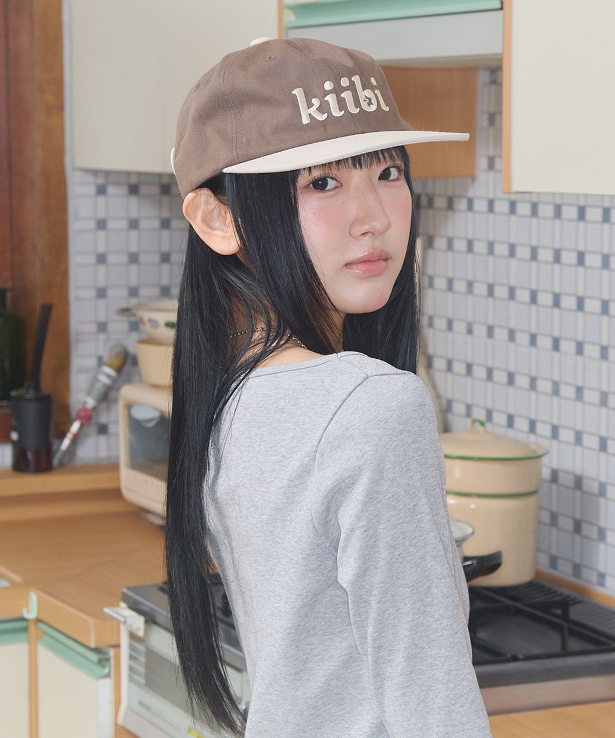 키이비(KIIBI) logo two tone cap brown & oatmeal