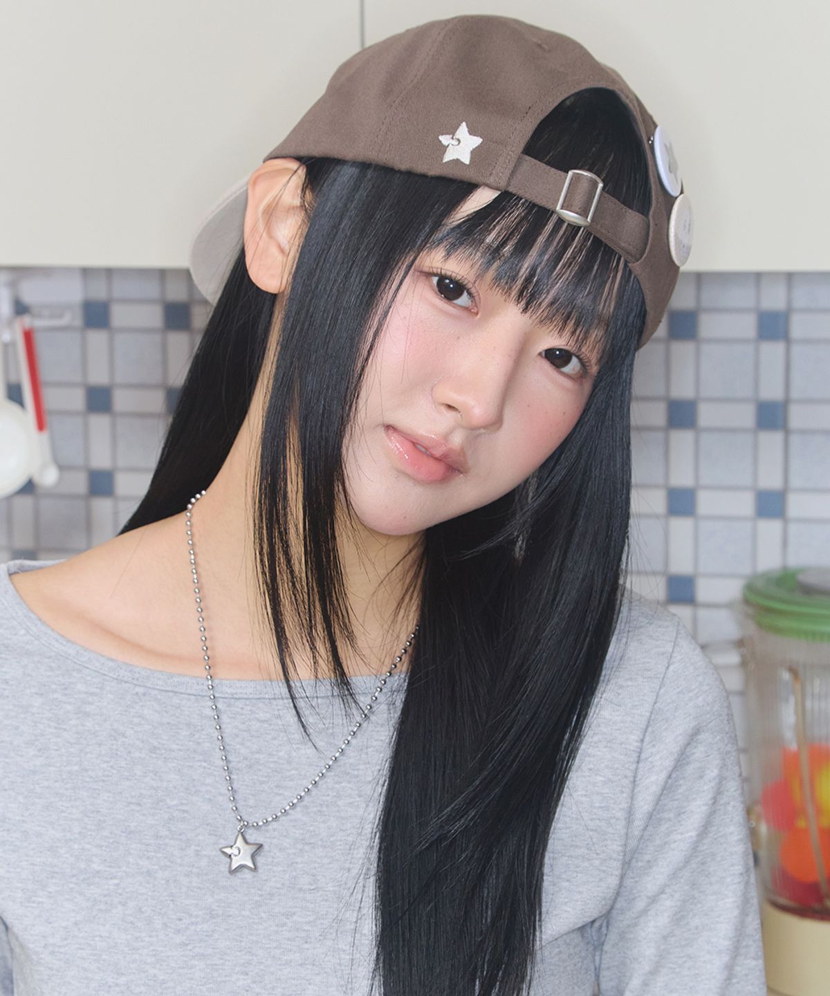 키이비(KIIBI) logo two tone cap brown & oatmeal