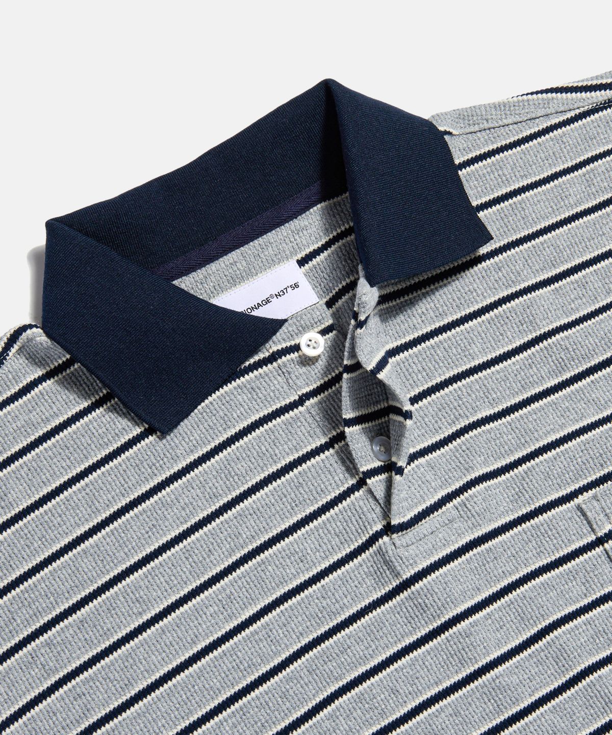 에스피오나지(ESPIONAGE) Multi Border Waffle Polo Grey