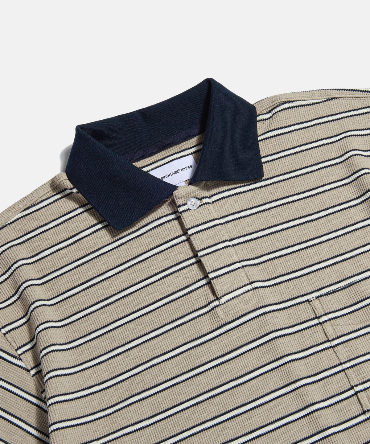 에스피오나지(ESPIONAGE) Multi Border Waffle Polo Beige