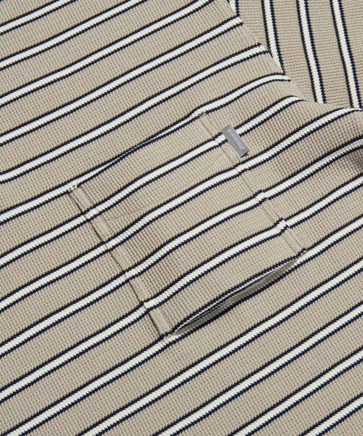 에스피오나지(ESPIONAGE) Multi Border Waffle Polo Beige