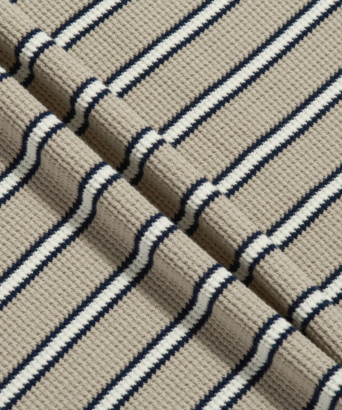 에스피오나지(ESPIONAGE) Multi Border Waffle Polo Beige
