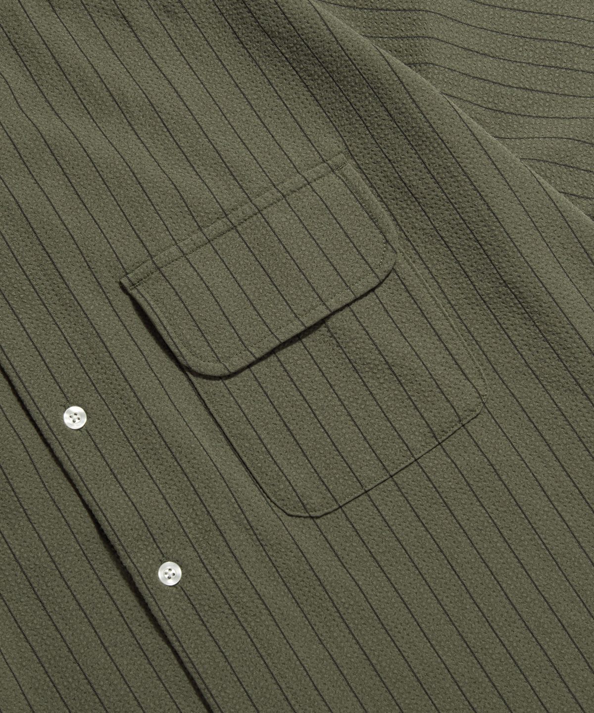 에스피오나지(ESPIONAGE) Seersucker Flap Pocket S/S Shirt Olive
