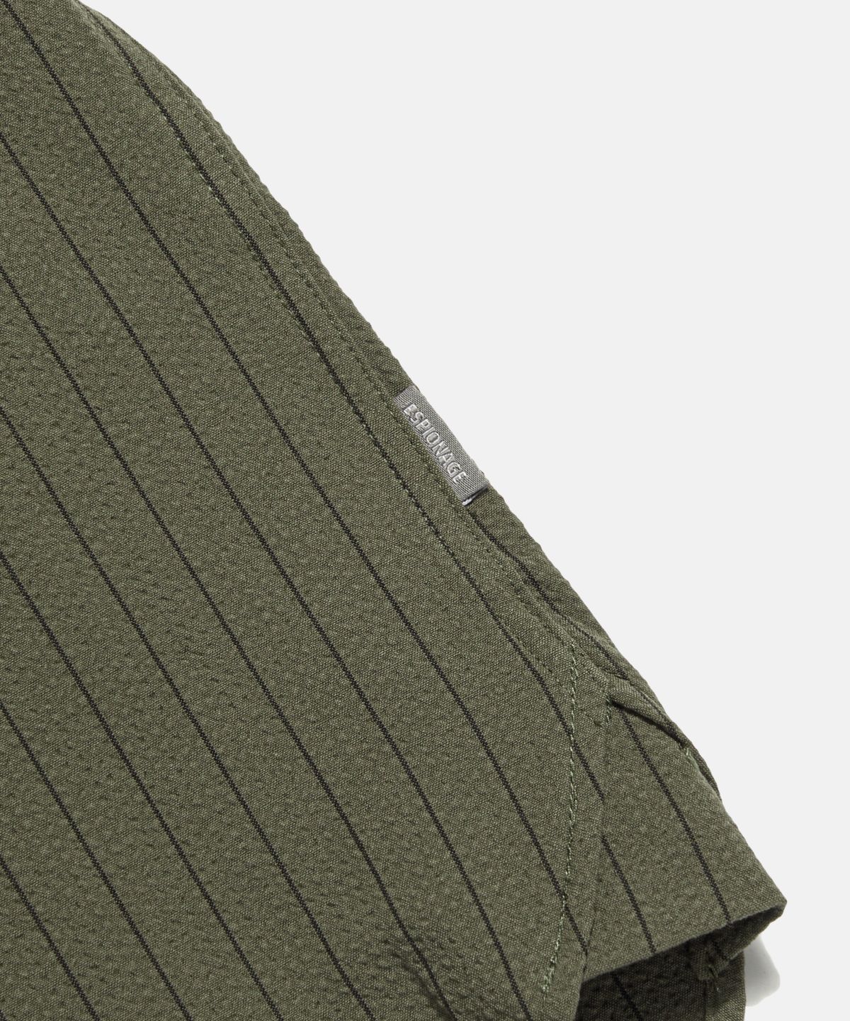 에스피오나지(ESPIONAGE) Seersucker Flap Pocket S/S Shirt Olive