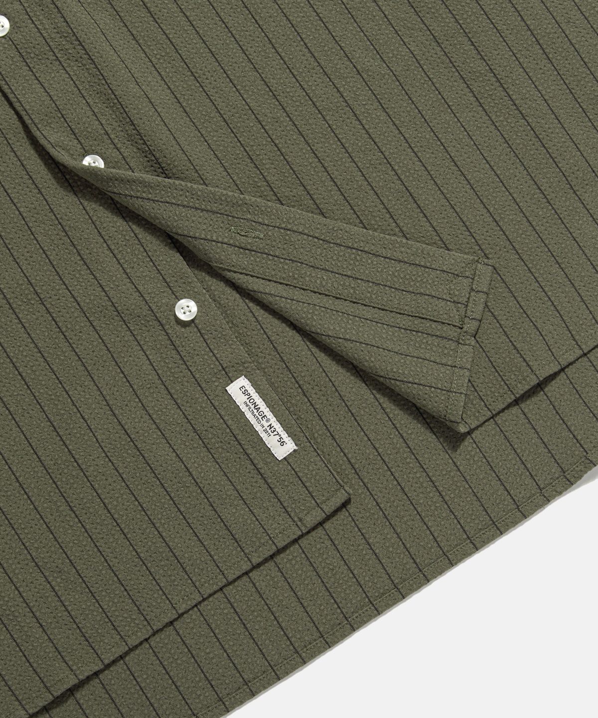 에스피오나지(ESPIONAGE) Seersucker Flap Pocket S/S Shirt Olive
