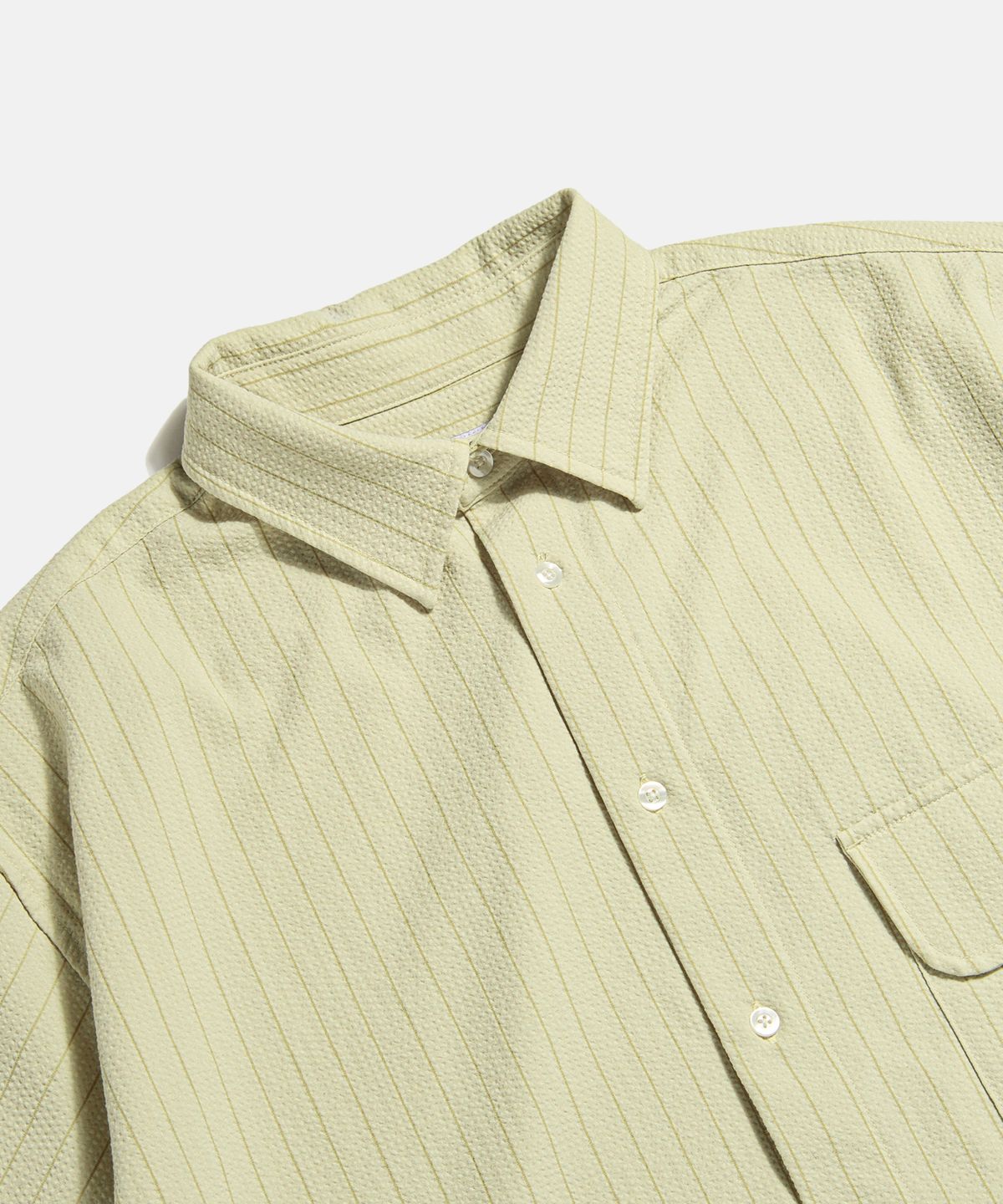 에스피오나지(ESPIONAGE) Seersucker Flap Pocket S/S Shirt Beige