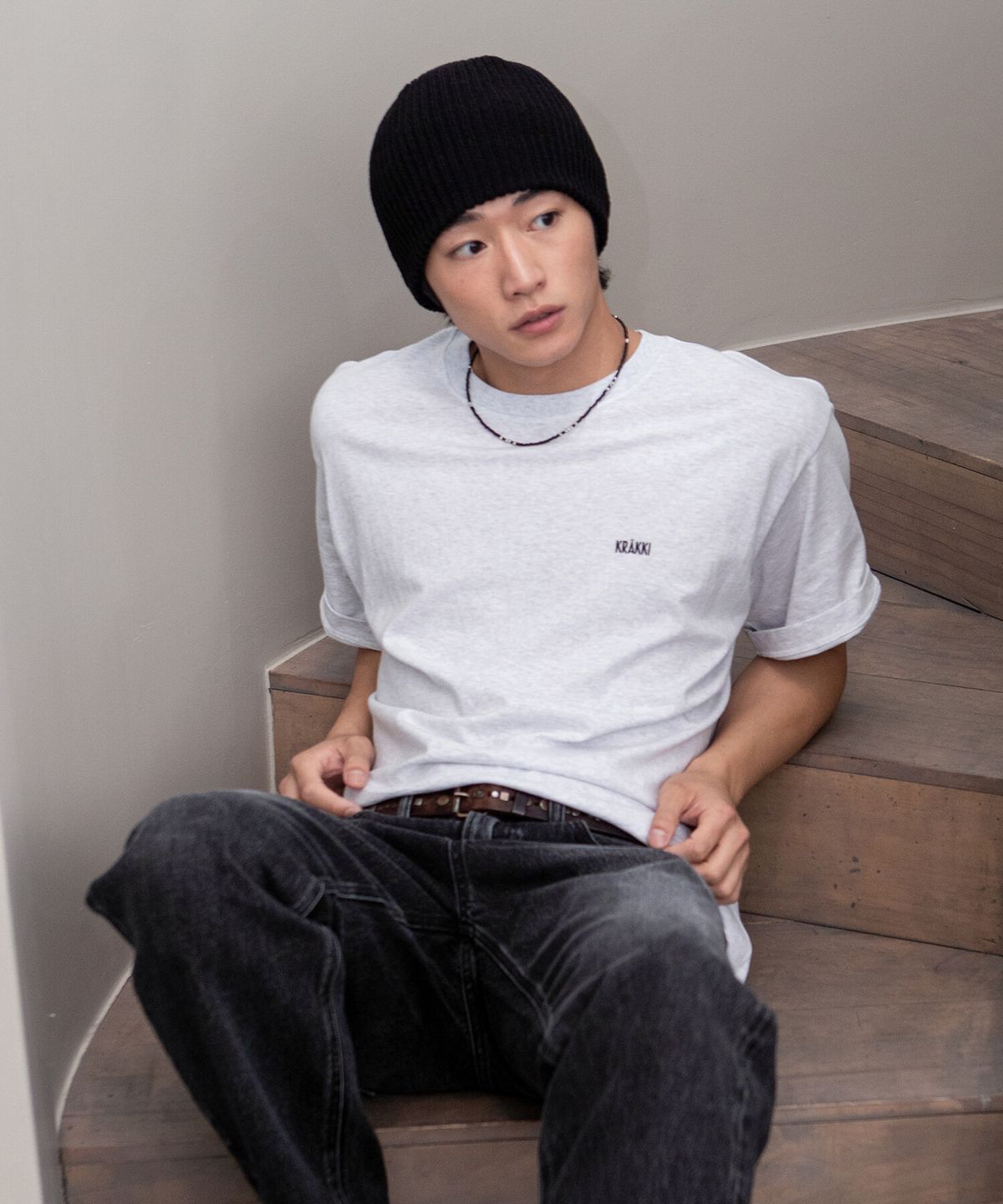크래키(KRAKKI) [Unisex] Basic Logo Tee_M/Gray [KR265PUT401]