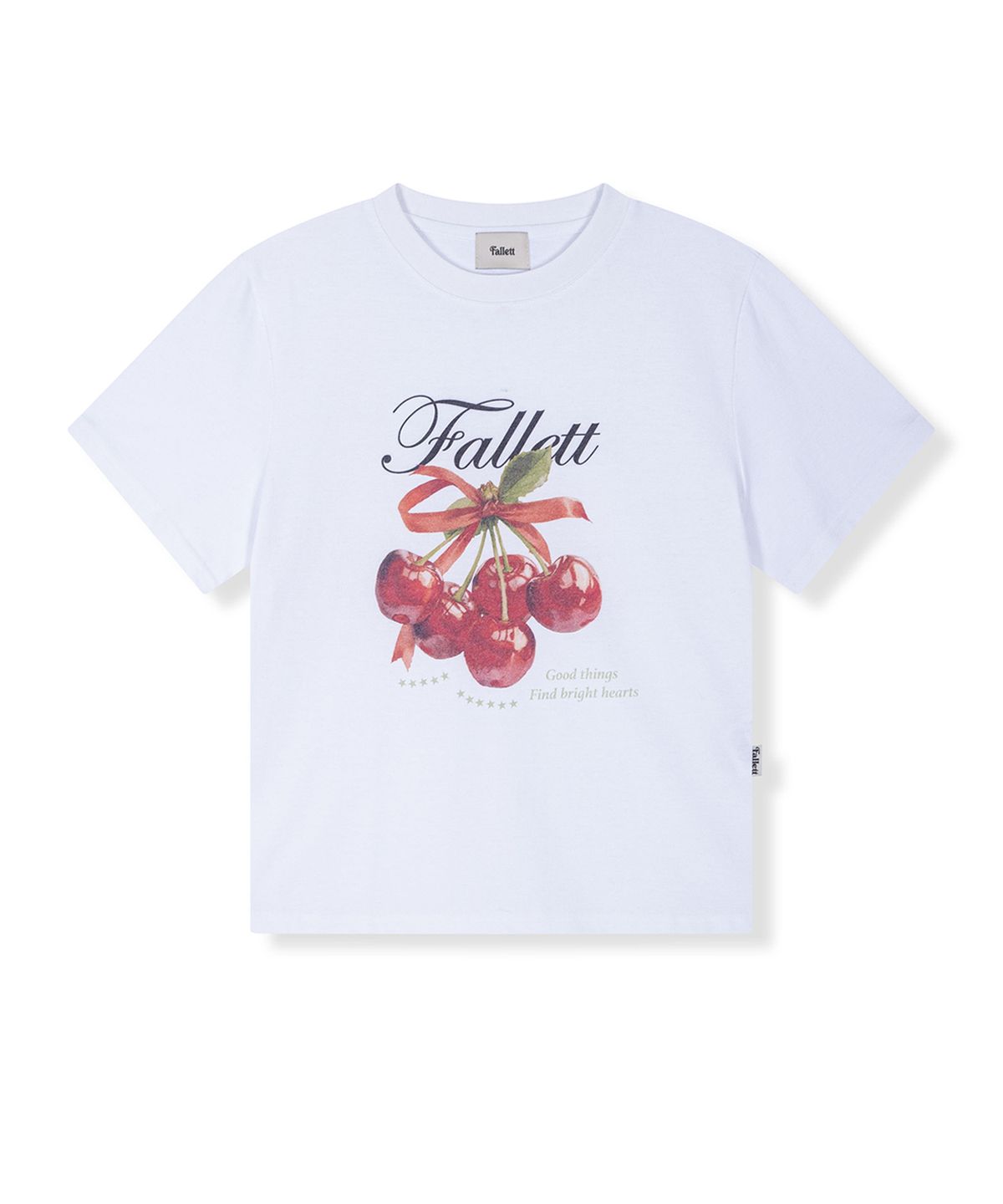팔렛(FALLETT) 리본 체리 반팔티 화이트