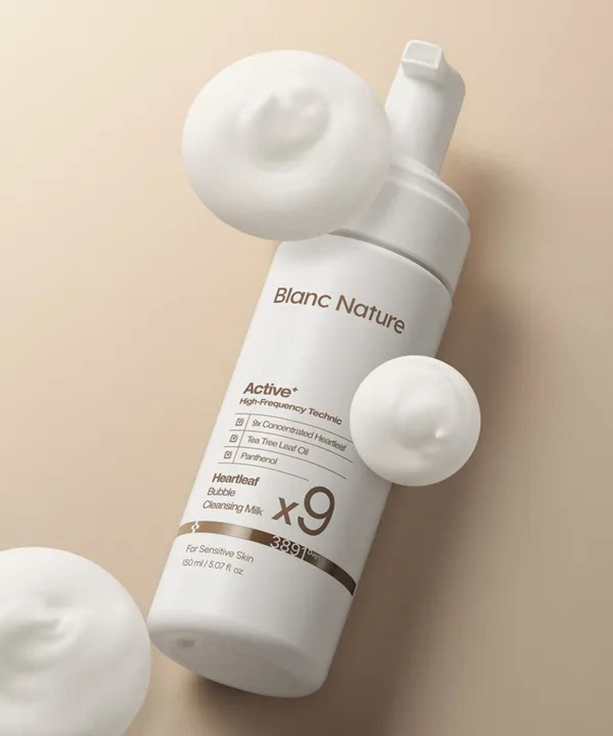블랑네이처(BLANCNATURE) 9배 어성초 버블 클렌징 밀크 150ml
