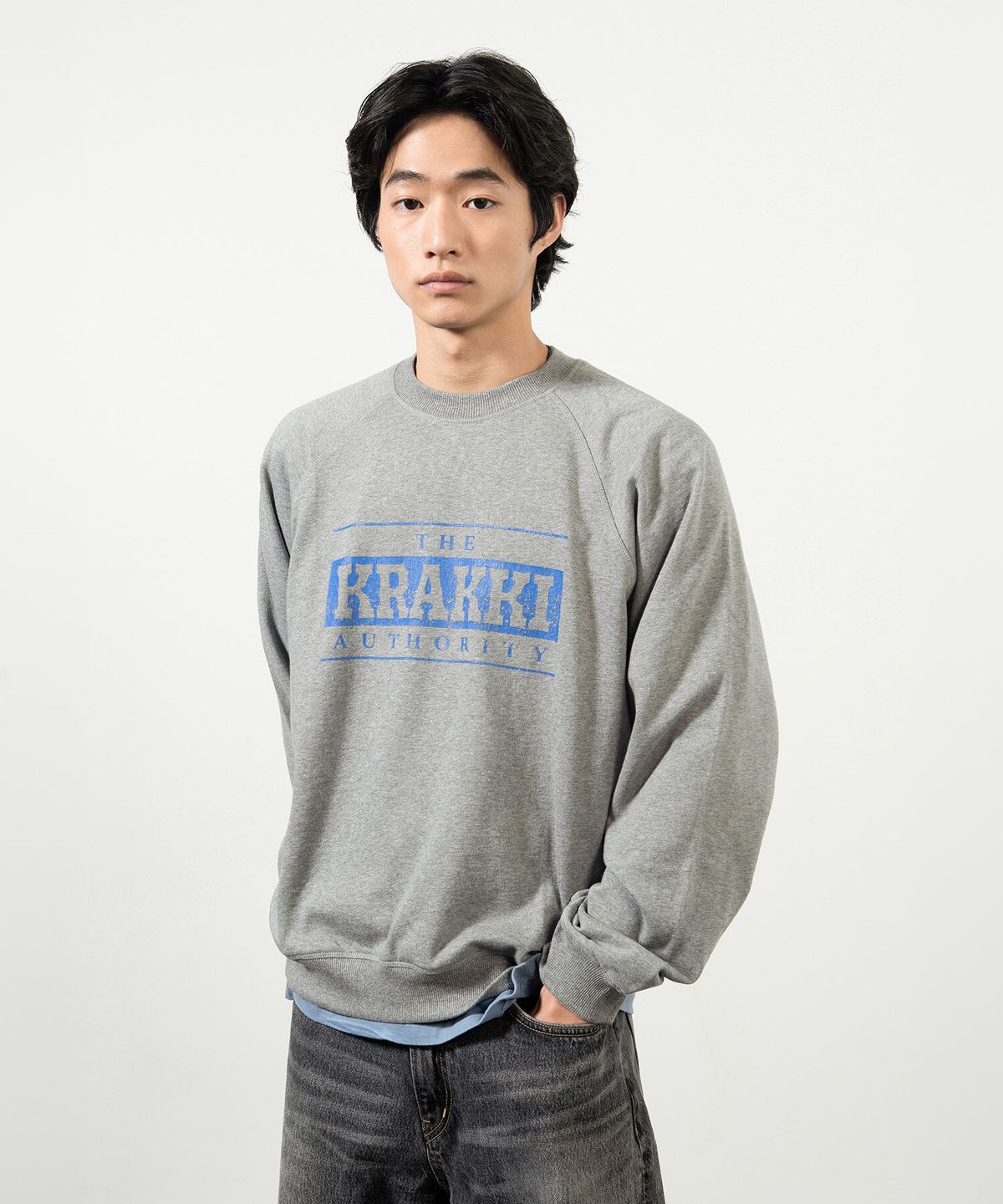 크래키(KRAKKI) [Unisex] Box Logo Sweatshirt_M/Gray [KR265PUW401]