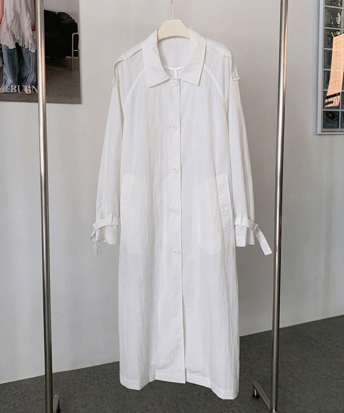 바스카라(VASCARA) Belted Single Button Long Jacket (2colors)