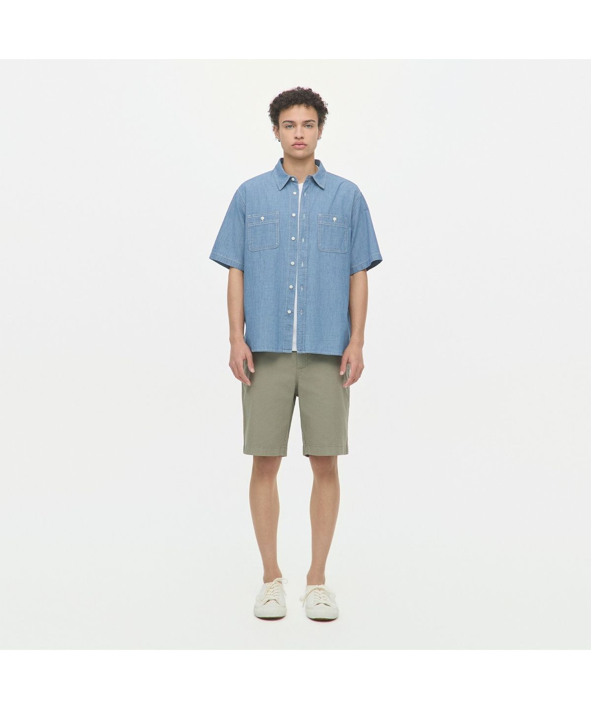 헨리코튼(HENRY COTTONS) 샴브레이 데님 반팔 셔츠 (릴렉스핏) AHSAM26501IND