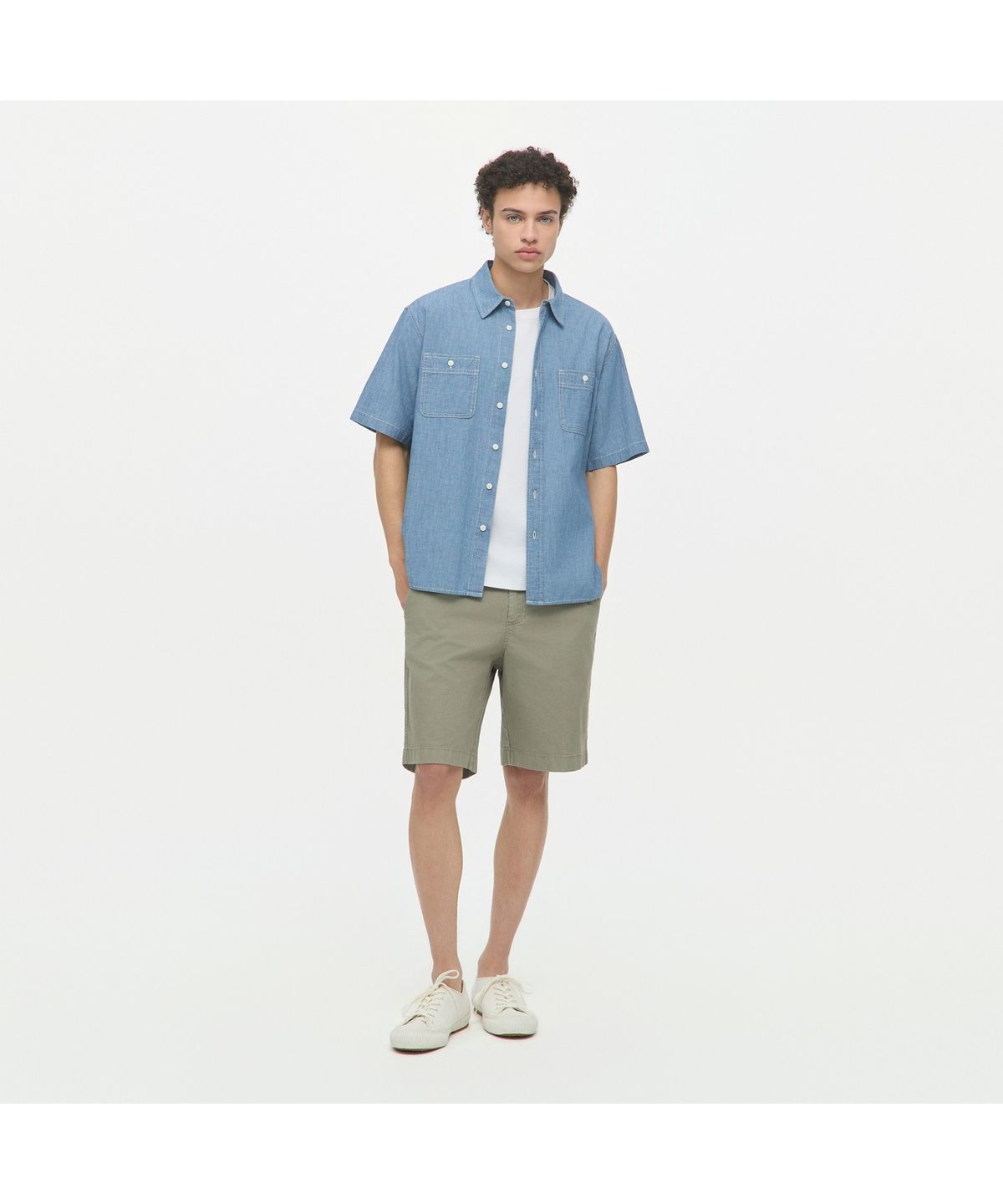 헨리코튼(HENRY COTTONS) 샴브레이 데님 반팔 셔츠 (릴렉스핏) AHSAM26501IND