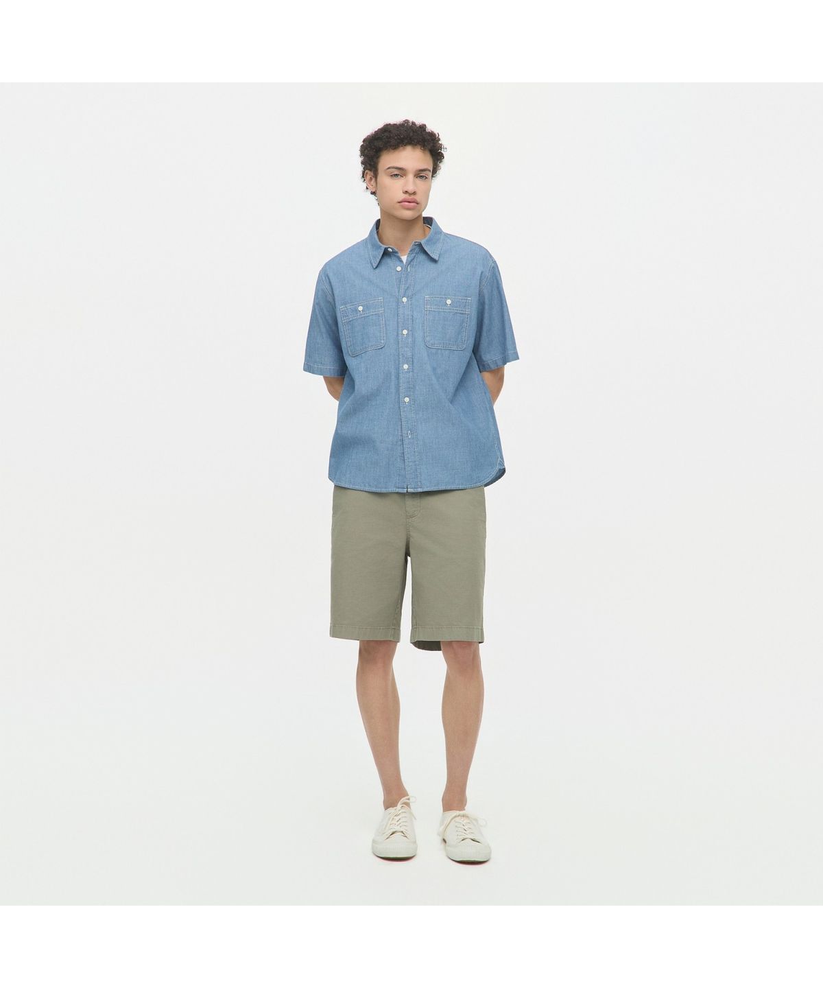 헨리코튼(HENRY COTTONS) 샴브레이 데님 반팔 셔츠 (릴렉스핏) AHSAM26501IND