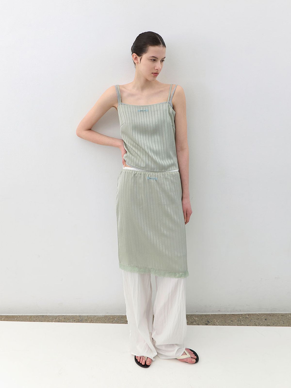 아틀리에 나인(ATELIER NAIN) AN SATIN SET-UP STRIPED TOP S (BL-4425)