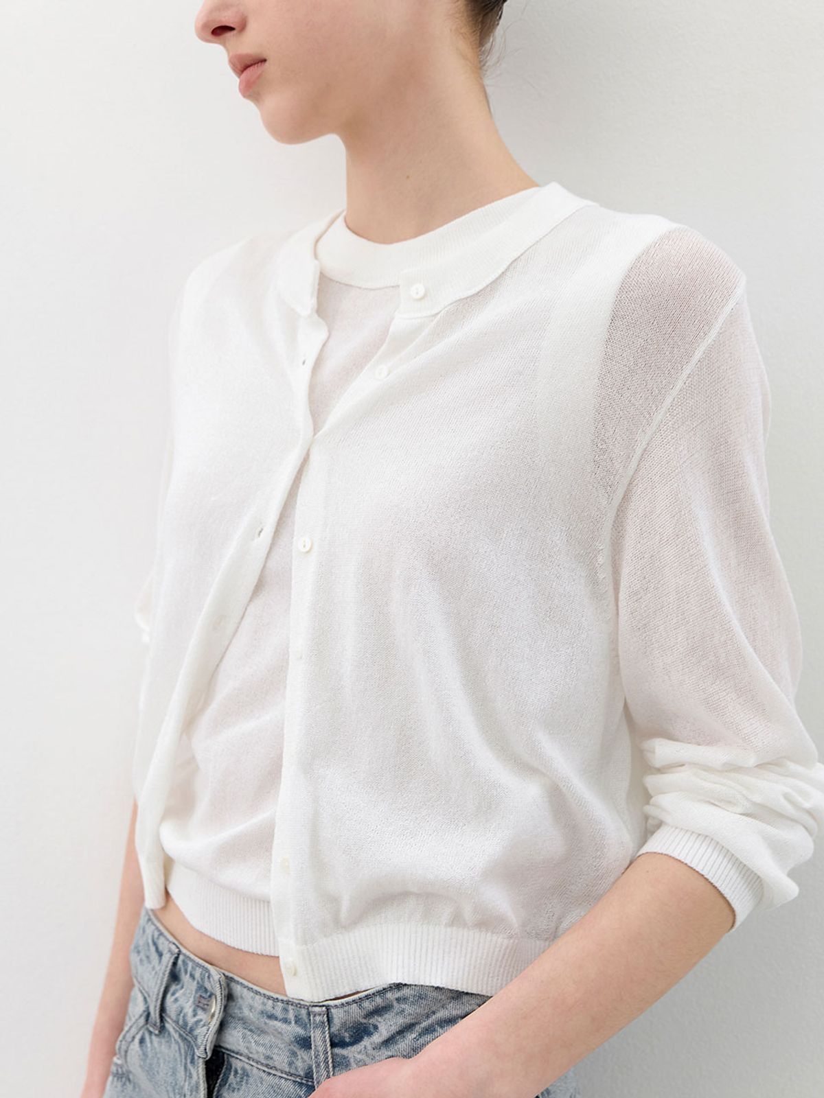 아틀리에 나인(ATELIER NAIN) AN WASHABLE UV-PRTECT TOP&CARDIGAN SET (CD-2268)