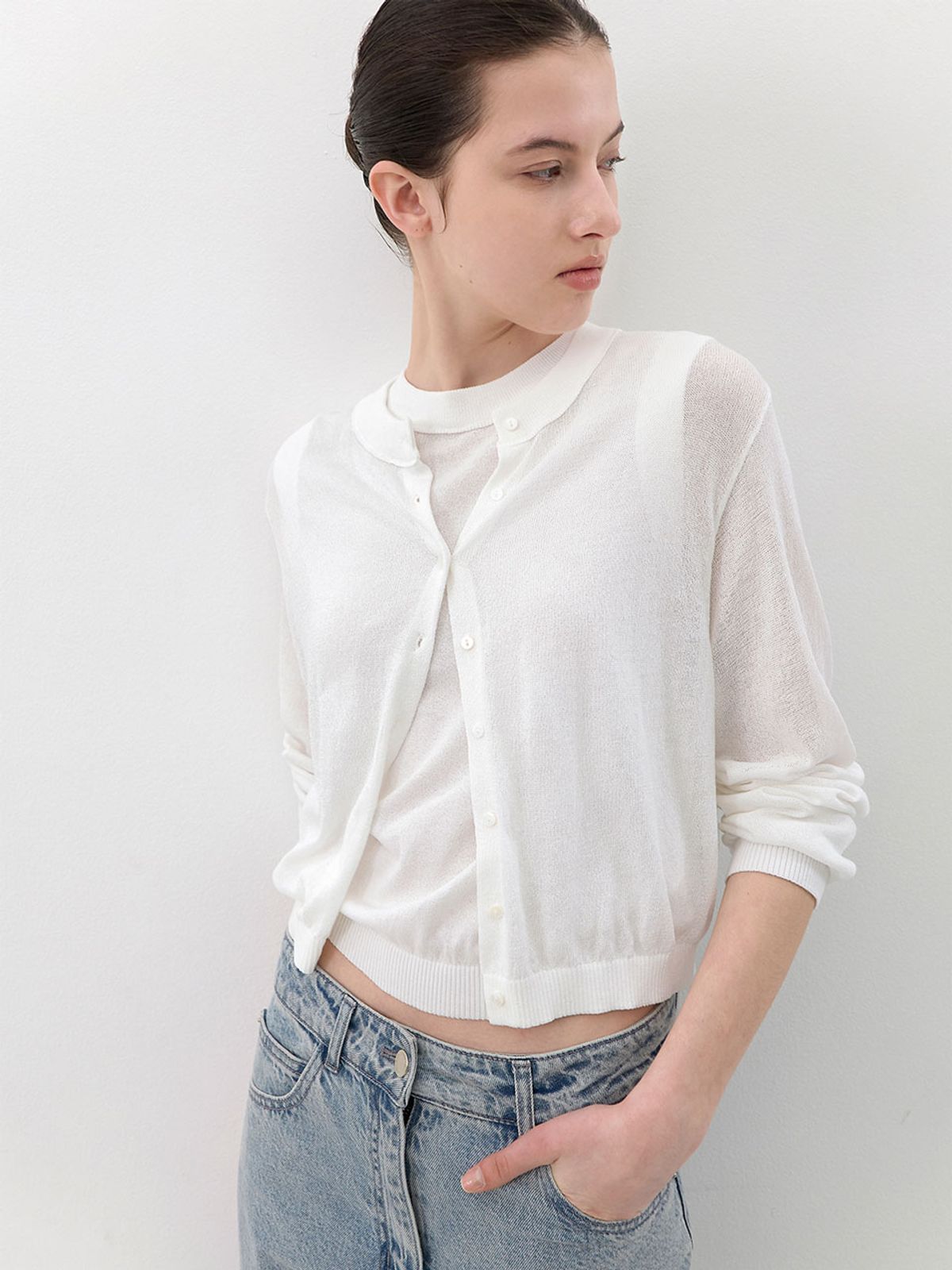 아틀리에 나인(ATELIER NAIN) AN WASHABLE UV-PRTECT TOP&CARDIGAN SET (CD-2268)