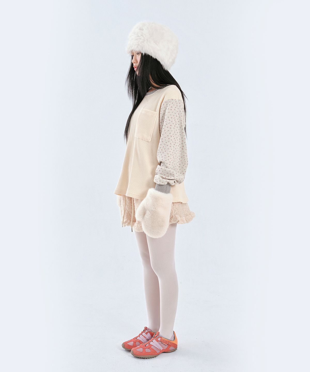 애프터썸머(AFTERSUMMER) flower waffle long sleeve (cream)