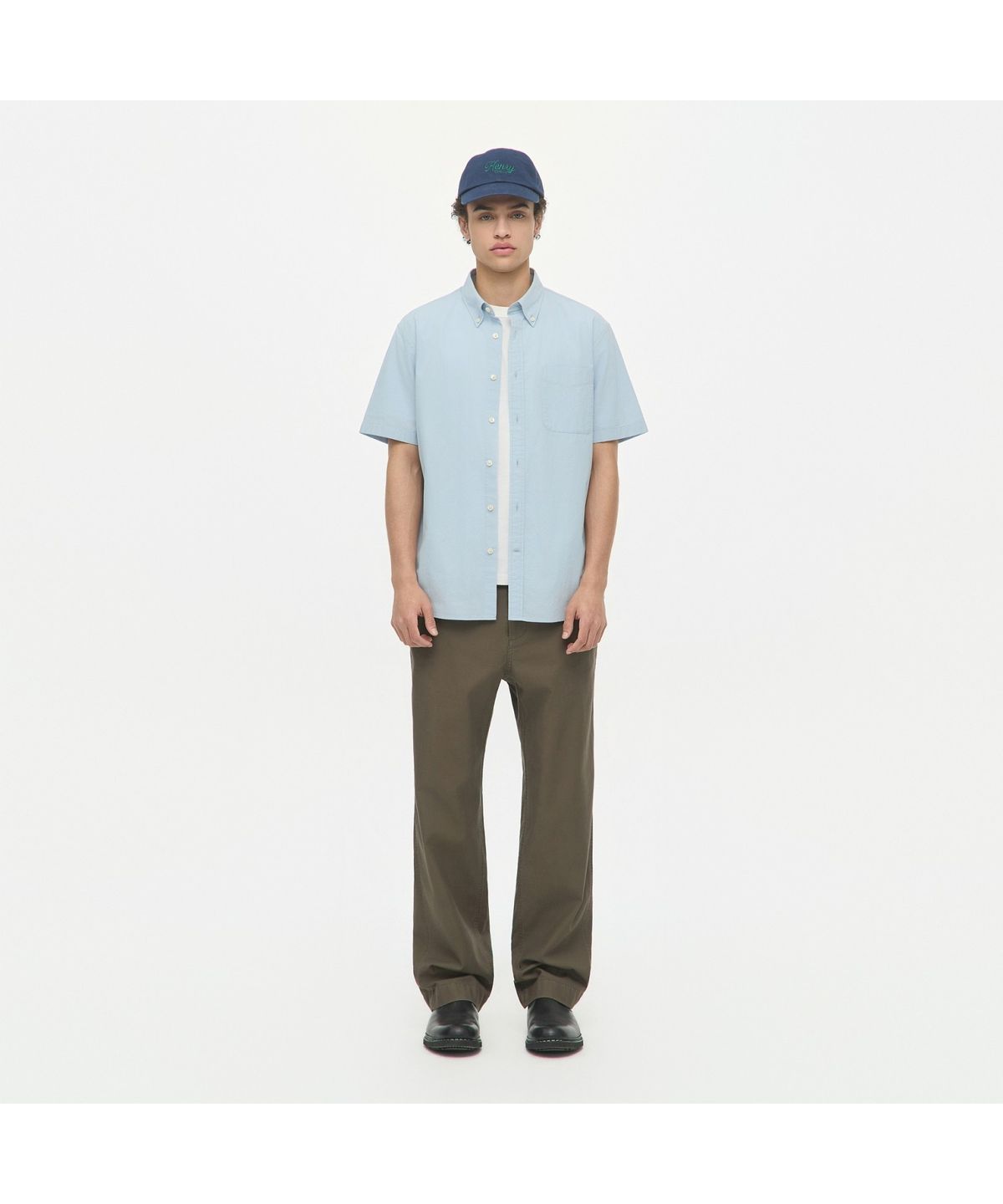 헨리코튼(HENRY COTTONS) 반팔 시어서커 셔츠 (레귤러핏) AHSAM26511BUL