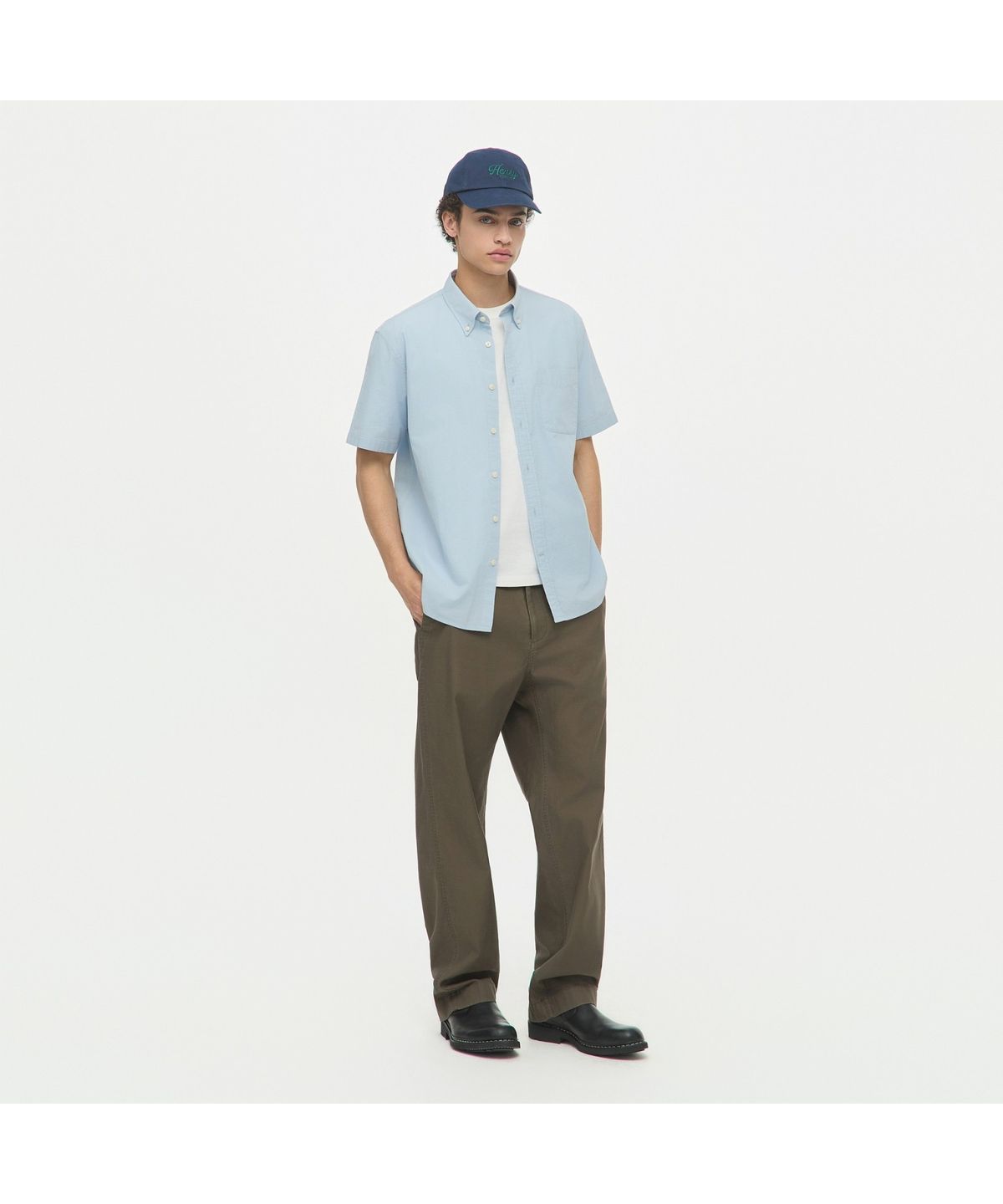 헨리코튼(HENRY COTTONS) 반팔 시어서커 셔츠 (레귤러핏) AHSAM26511BUL