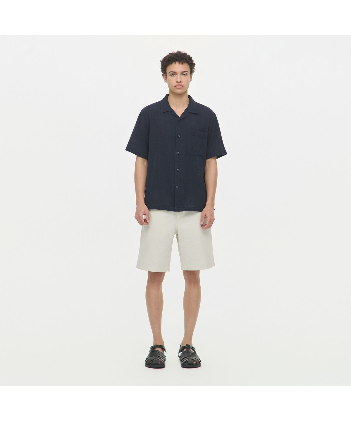 헨리코튼(HENRY COTTONS) [Imported Fabric] 마레(Mare) 오픈 카라 셔츠 AHSAM26651NYX