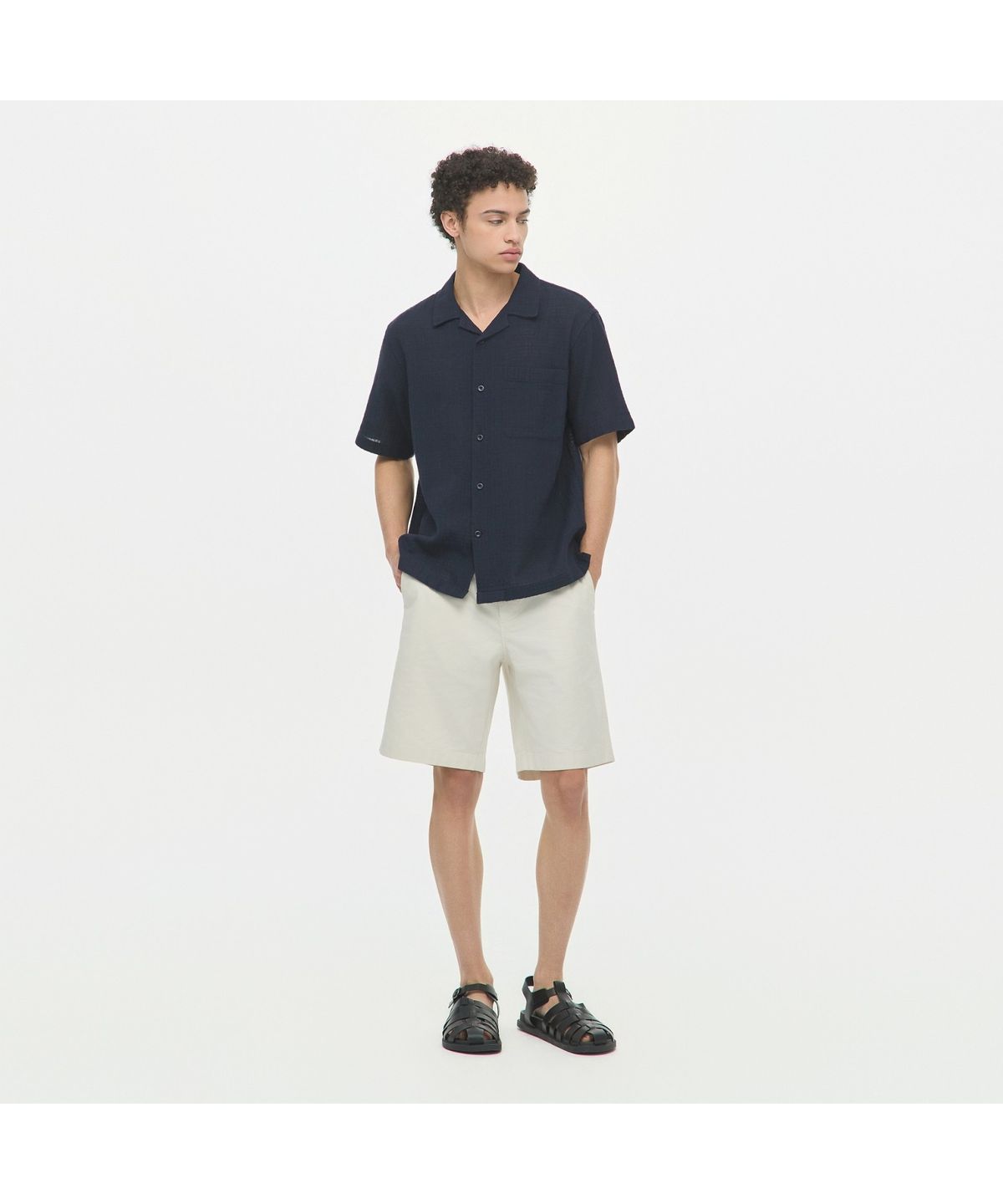 헨리코튼(HENRY COTTONS) [Imported Fabric] 마레(Mare) 오픈 카라 셔츠 AHSAM26651NYX