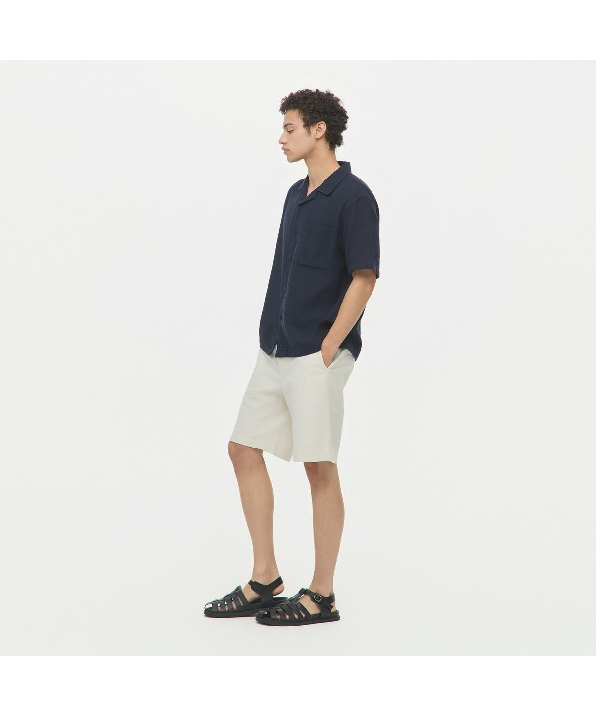 헨리코튼(HENRY COTTONS) [Imported Fabric] 마레(Mare) 오픈 카라 셔츠 AHSAM26651NYX