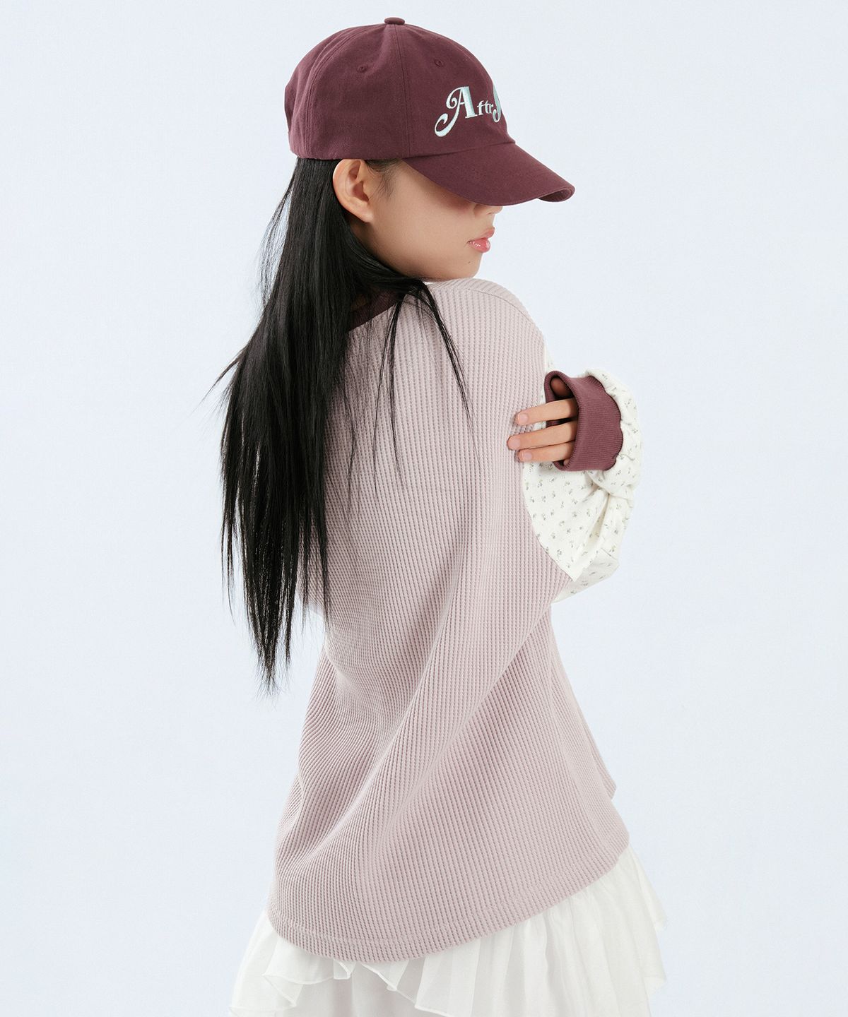 애프터썸머(AFTERSUMMER) flower waffle long sleeve (lavender)
