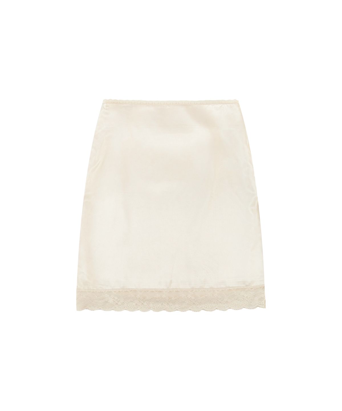 반원 아틀리에(VANONE ATELIER) P3314 새틴 레이스 미디 스커트_Ivory