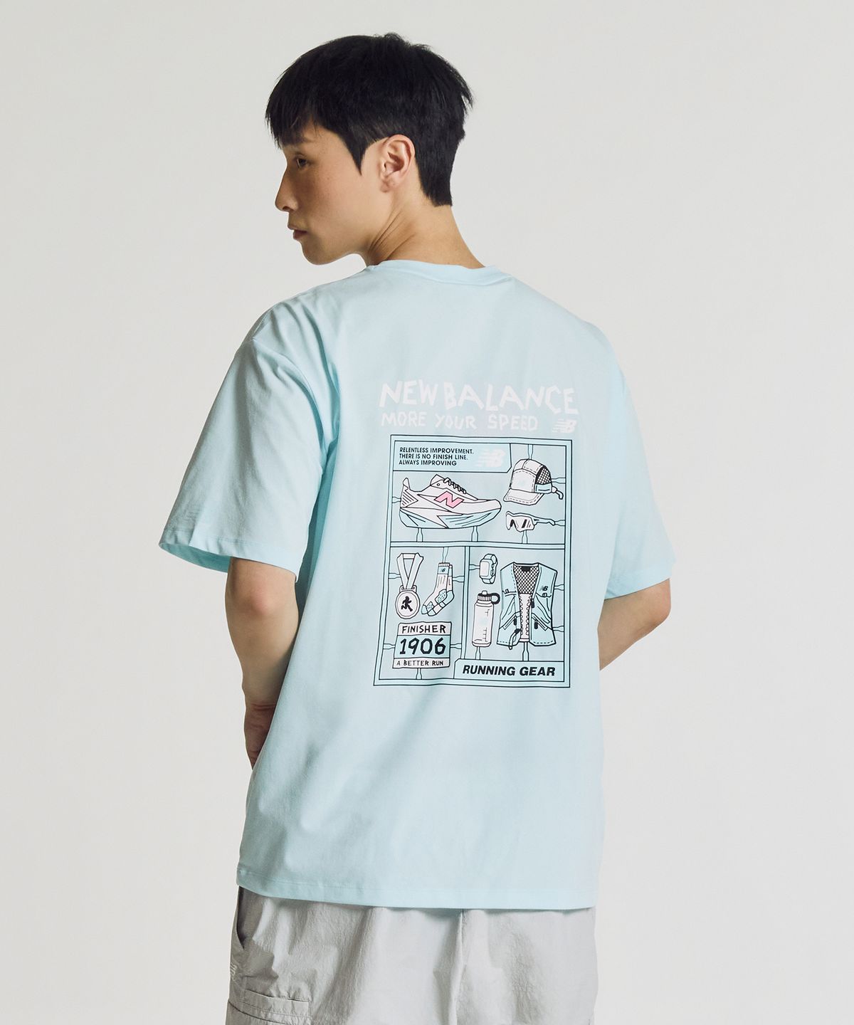 뉴발란스(NEW BALANCE) NBNEG25613 / UNI FROZEN 픽토그램 반팔티 (L/BLUE)