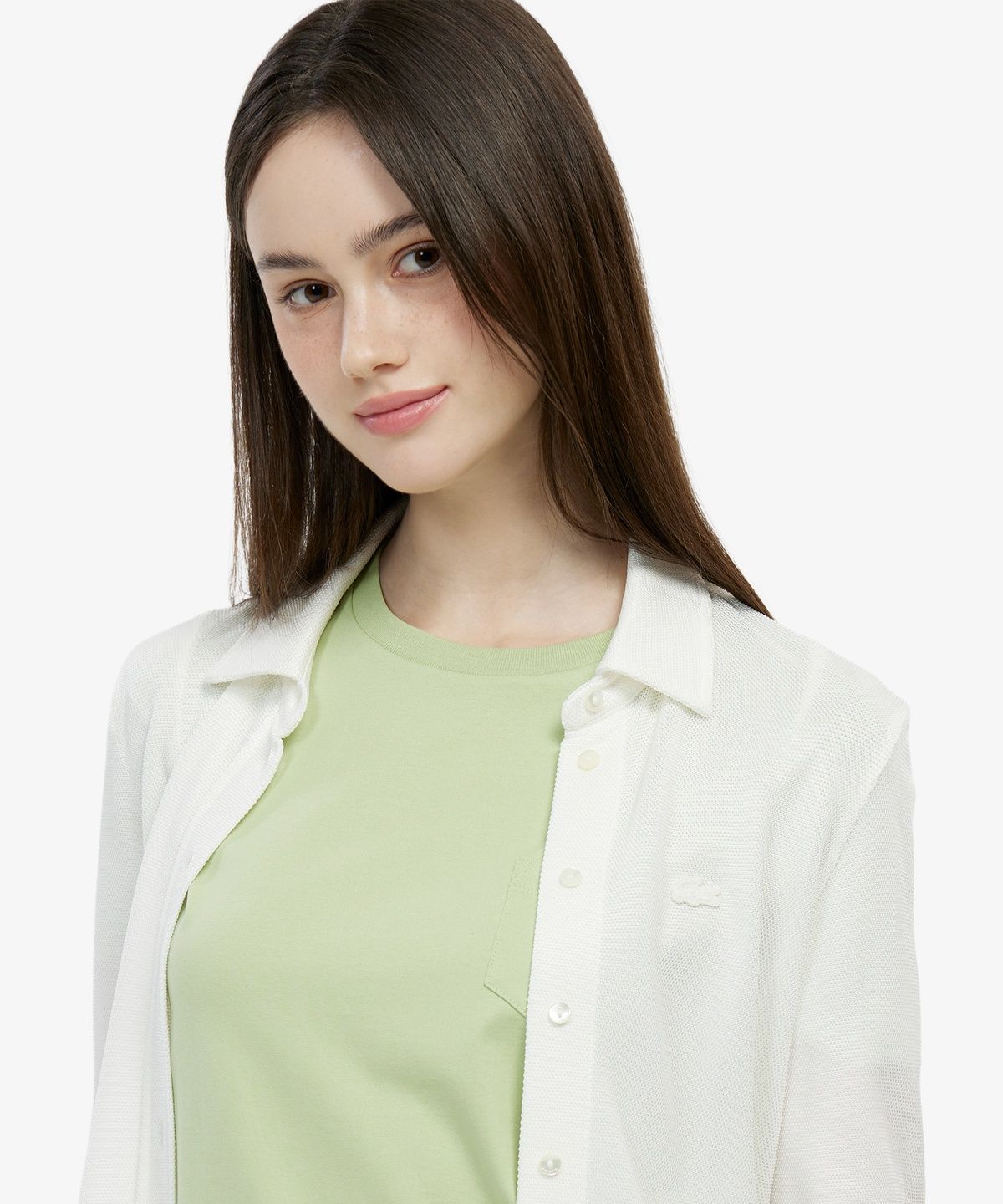 라코스테(LACOSTE) 여성 샤이니 피케 긴팔 폴로 셔츠 PF0952-56G 70V