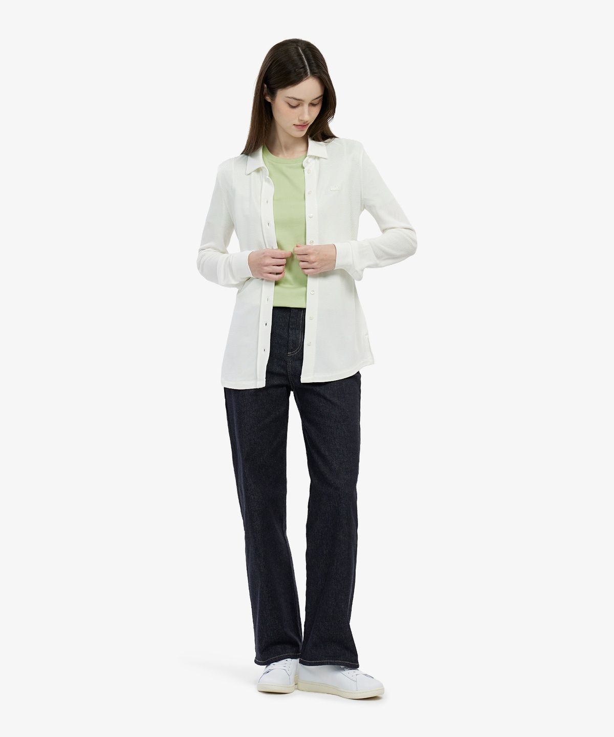 라코스테(LACOSTE) 여성 샤이니 피케 긴팔 폴로 셔츠 PF0952-56G 70V