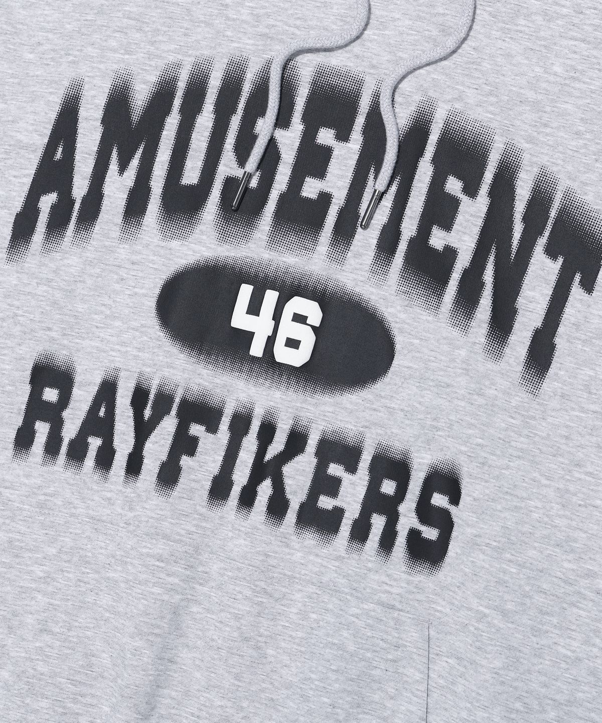 레이피커스(RAYFIKERS) 어뮤즈먼트 타이핑 후드 숏 슬리브 MQ7TU442_MELANGE GREY