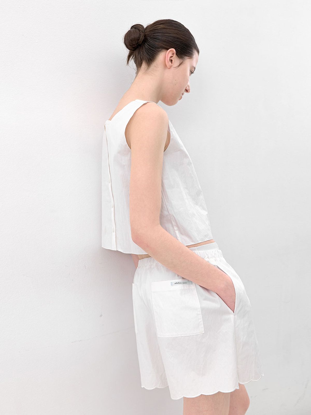 아틀리에 나인(ATELIER NAIN) AN SEMICIRCLE SCALLOP SET-UP HALF PANTS (PT-5784)