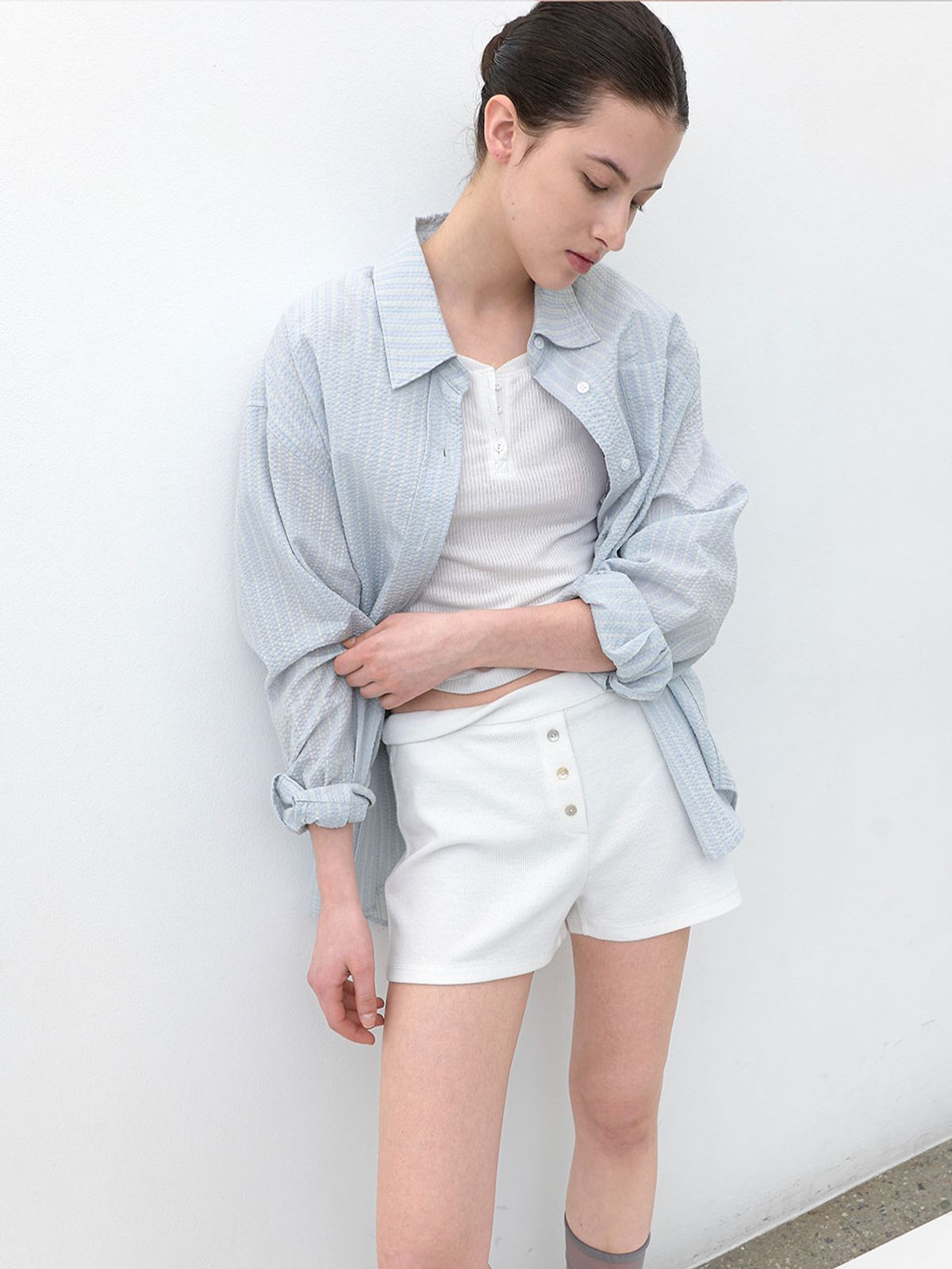 아틀리에 나인(ATELIER NAIN) AN WAFFLE BANDING SHORTS (PT-5783)