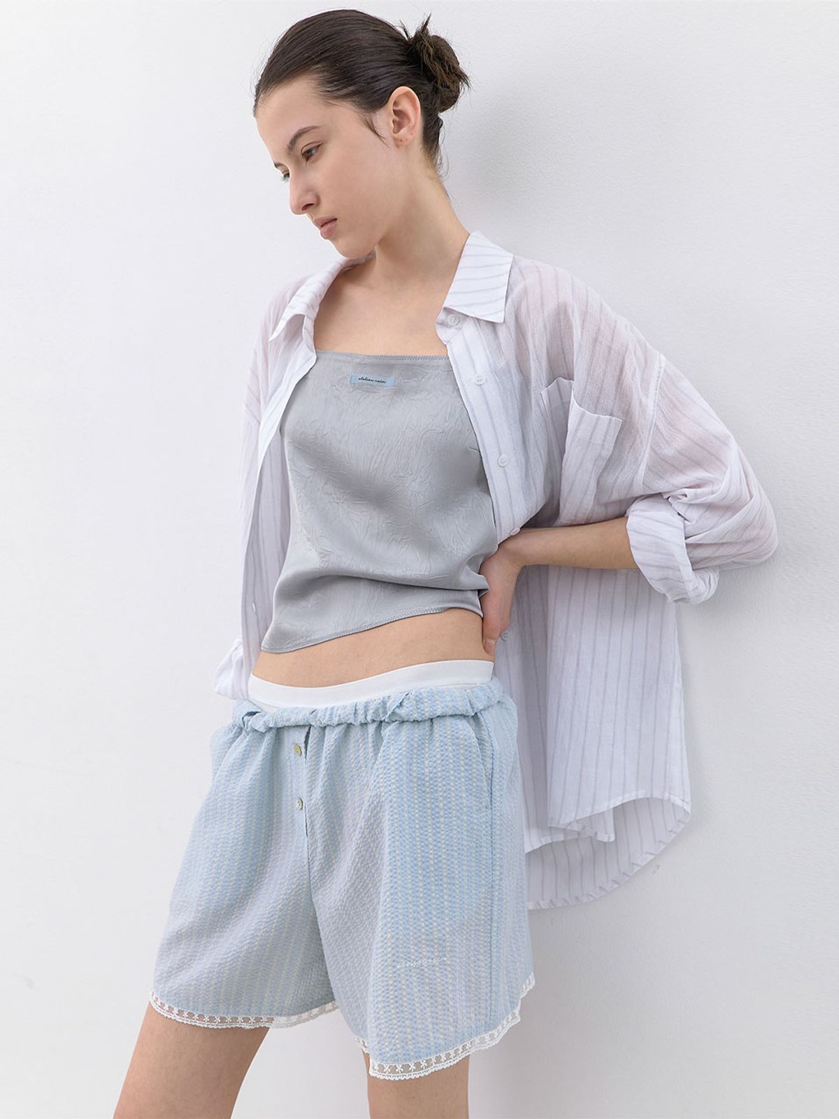 아틀리에 나인(ATELIER NAIN) AN MULTI STRIPE SEERSUKER SHORT PANTS (PT-5782)