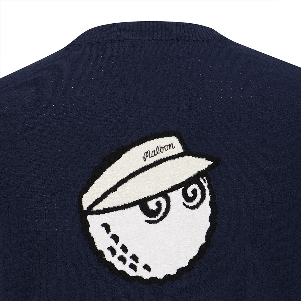 말본 골프(MALBON GOLF) 슬림 니트 크루넥 반팔 스웨터 NAVY (WOMAN)