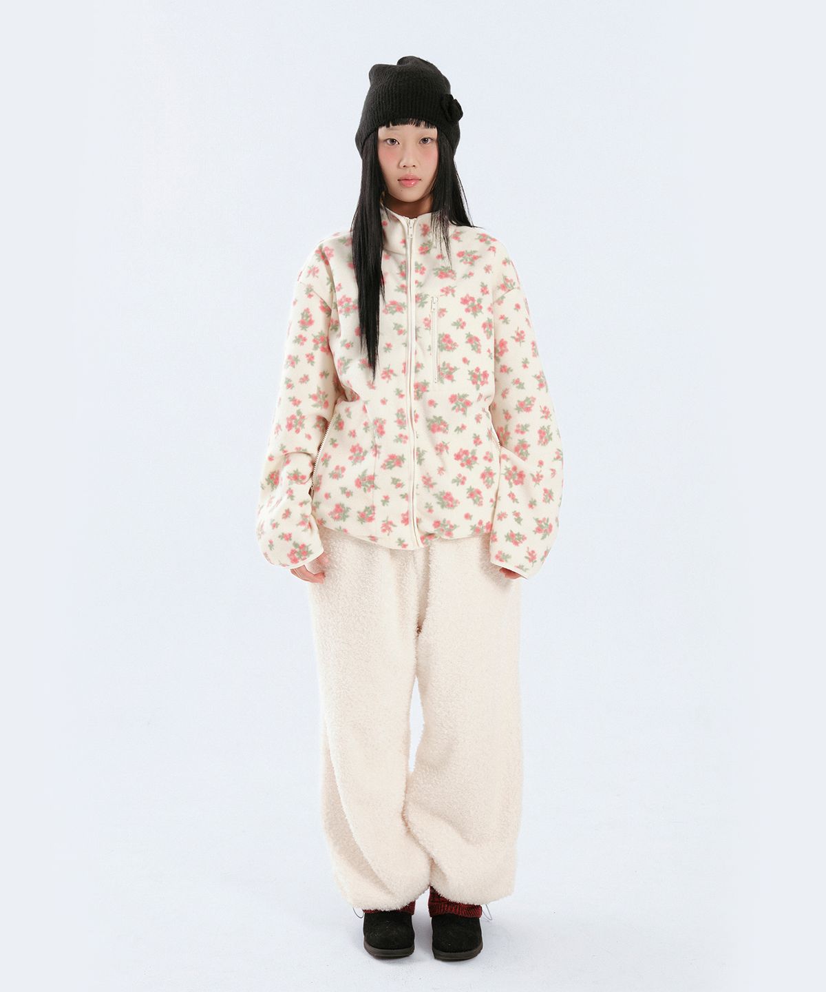 애프터썸머(AFTERSUMMER) flower fleece jacket (ivory)