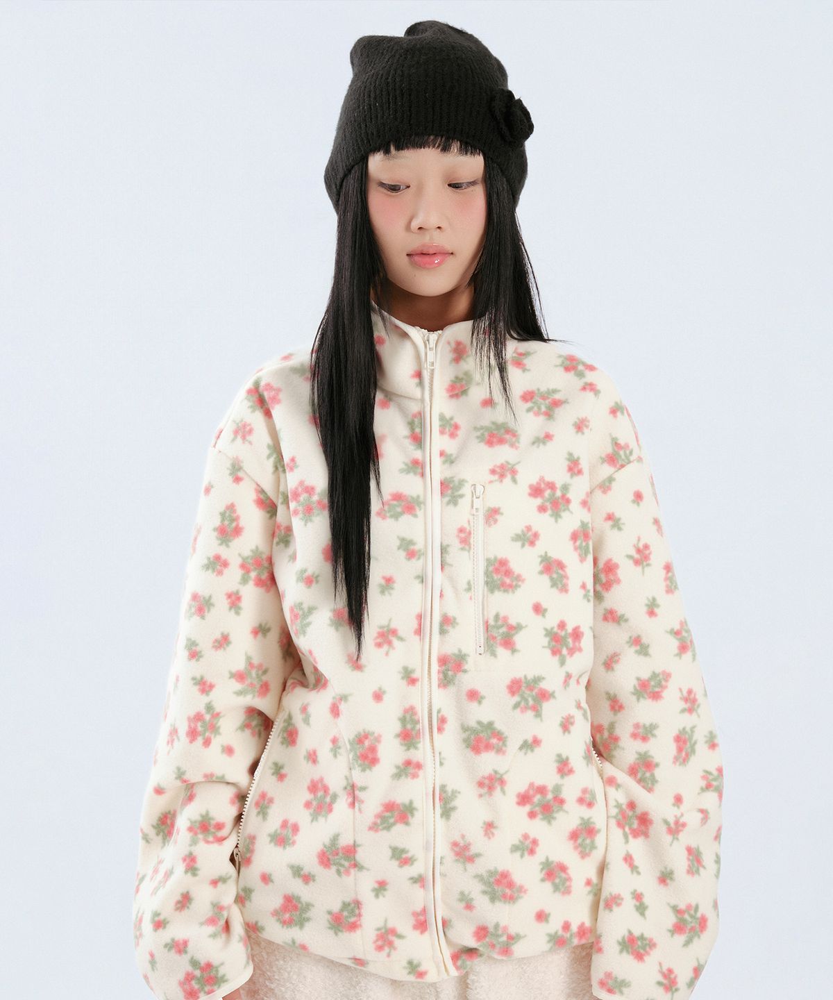 애프터썸머(AFTERSUMMER) flower fleece jacket (ivory)