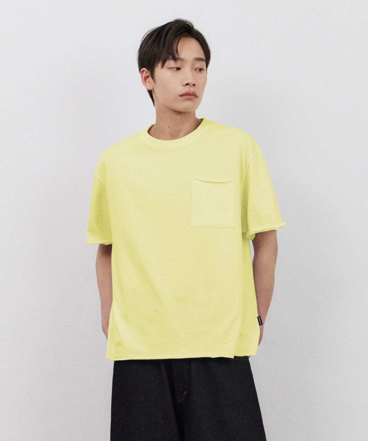 어반스터프(URBANSTOFF) 컷 오프 크롭 박스 티 (레몬)