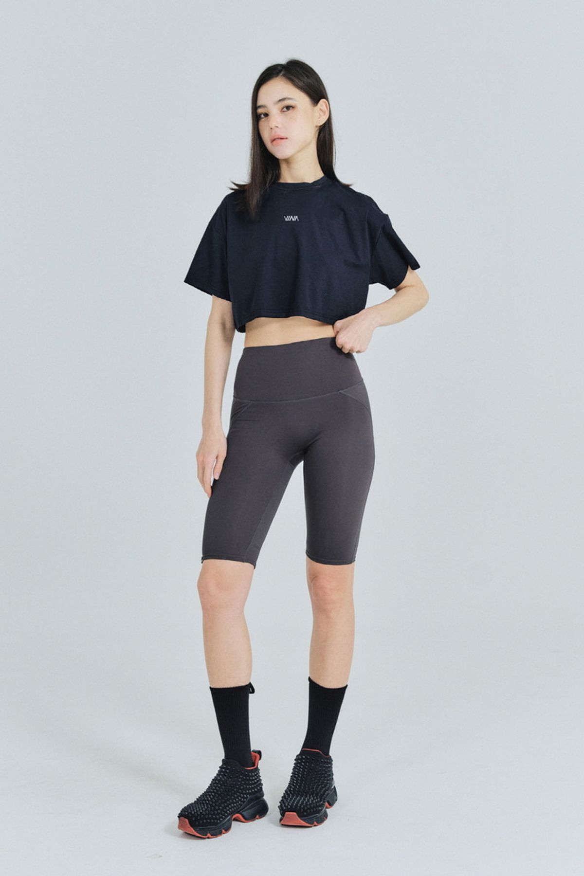 비나앤코(VINAANDCO) 5부 힙업레깅스 - 다크그레이 (XS/S/M/L)