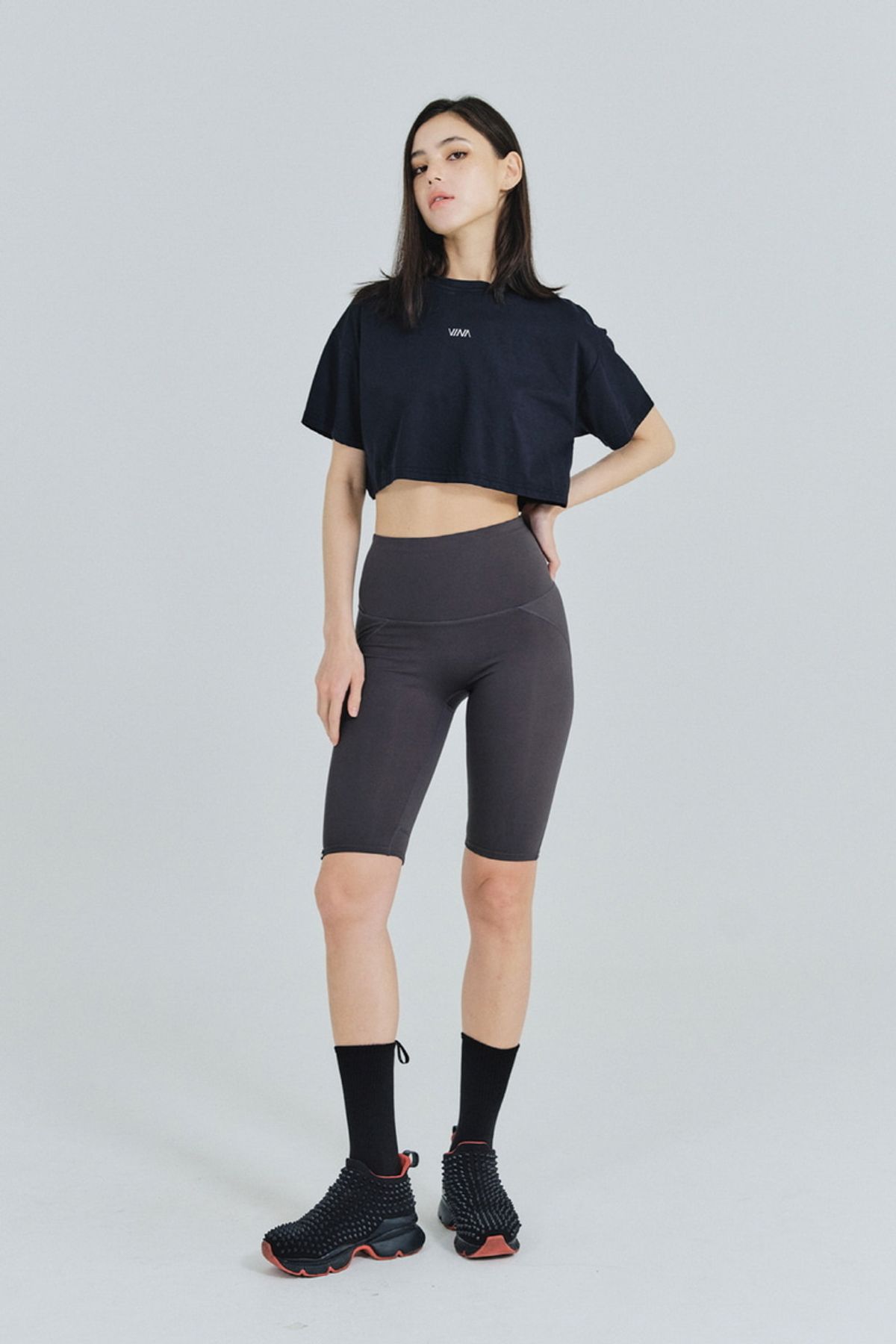 비나앤코(VINAANDCO) 5부 힙업레깅스 - 다크그레이 (XS/S/M/L)