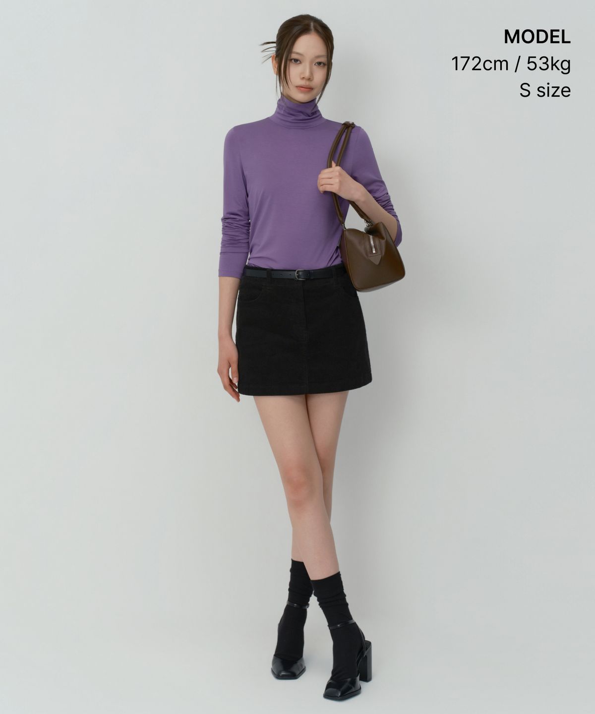 무신사 스탠다드 우먼(MUSINSA STANDARD WOMAN) 우먼즈 텐셀 슬림 터틀 넥 티셔츠 [라벤더]