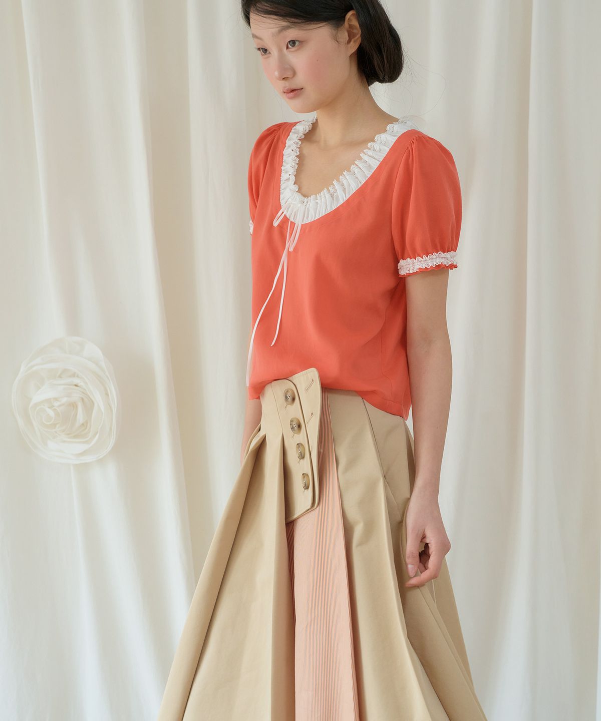 센뉴(SENUE) Point Stripe Pleats Skirt