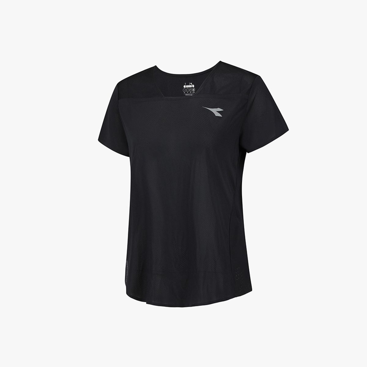 디아도라(diadora) FIBRAZERO 수퍼 라이트 러닝 반팔 티셔츠 우먼 BLACK